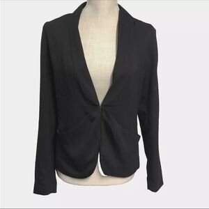 GAP Black Blazer Semi Sheer Lightweight Size 2 Hook & Eye Close Pockets
